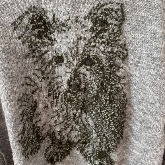 MOTH Anthropologie Schnauzer Dog Graphic Knit Sweater Mock Neck Pullover MEDIUM - Picture 4 of 5